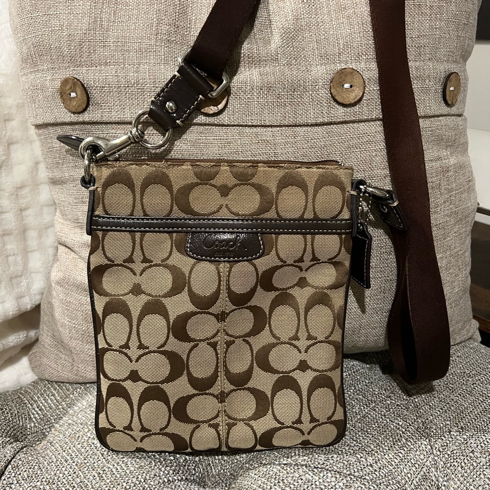 Coach Brown Messenger Bag with Signature Style